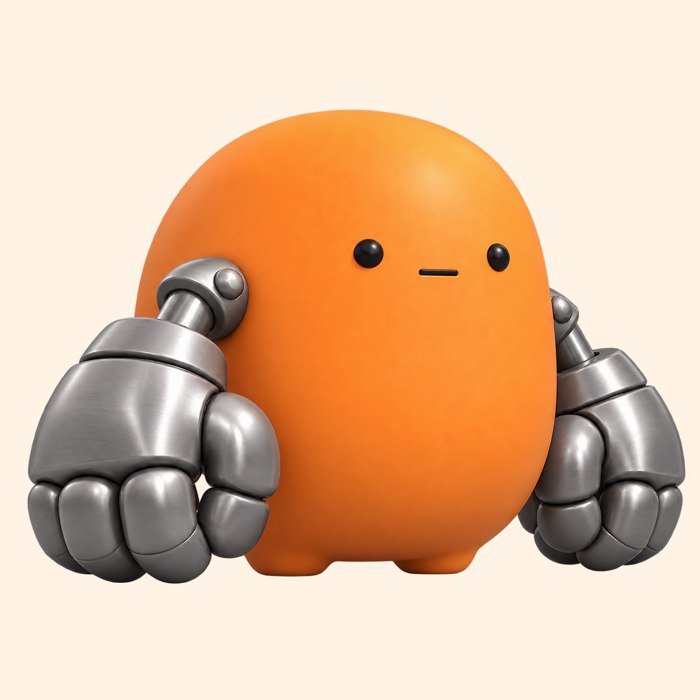 Clampkin, the orange gumdrop creature with giant metal fists