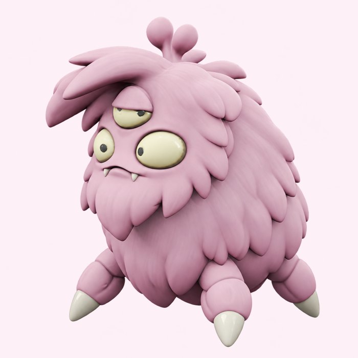 Grumbleshag, the sulky pink furball