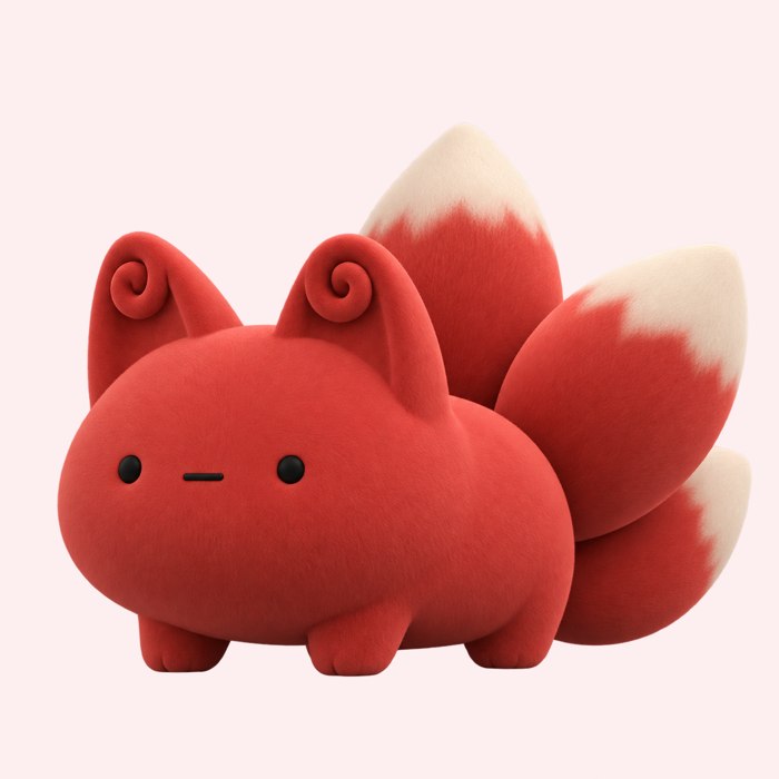 Kitsunub, the three-tailed velvet fox